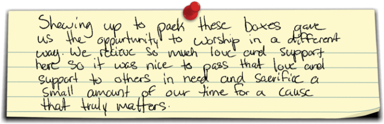 Handwritten thoughts on giving back