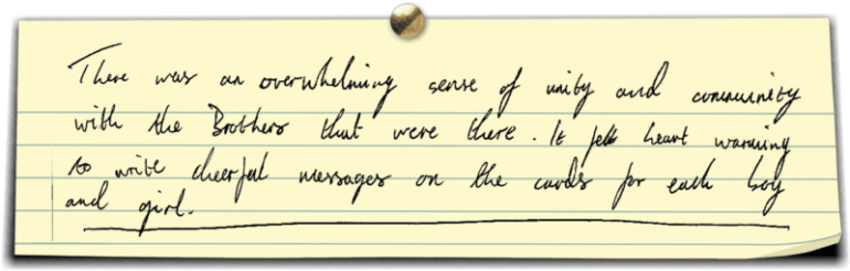 Handwritten thoughts on giving back
