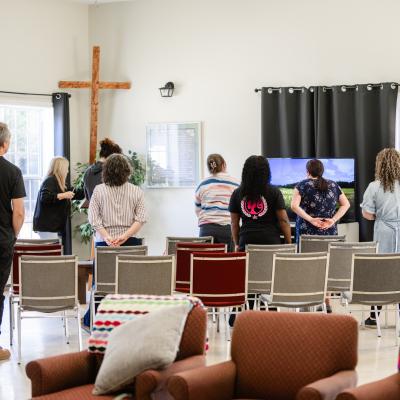 AHWC - Clients and staff at chapel